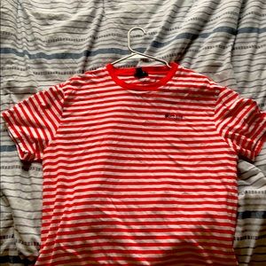 Red & white stripe “Hate you” tee